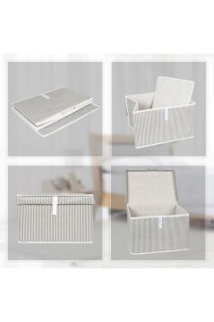 Kazak Kutu Hurç, Çorap Kazak Havlu Çamaşır Düzenleyici Mukavva Destekli (40x30x26cm) 1 Adet Gri