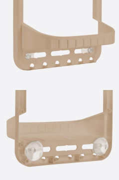 Flosoft 2 Raflı Şampuanlık, Asılabilir Vantuzlu Banyo Duş Şampuan Sabun Kozmetik Düzenleyici Beyaz Kahve