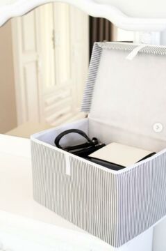 Kazak Kutu Hurç, Çorap Kazak Havlu Çamaşır Düzenleyici Mukavva Destekli (40x30x26cm) 2 Adet Gri