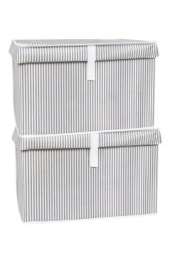 Kazak Kutu Hurç, Çorap Kazak Havlu Çamaşır Düzenleyici Mukavva Destekli (40x30x26cm) 2 Adet Gri