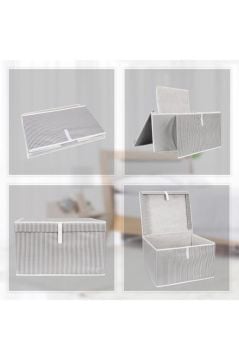 Maxi Kutu Hurç, Çarşaf Yastık Kıyafet Dolap İçi Düzenleyici Mukavva Destekli (50x40cm) 1 Adet Gri