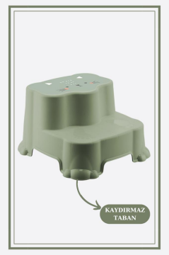 Flosoft Kaydırmaz Çocuk Taburesi Çift Basamaklı, Çocuk Banyo Lavabo Basamak Merdiven Yükseltici Yeşil