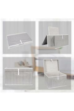 Maxi Kutu Hurç, Çarşaf Yastık Kıyafet Dolap İçi Düzenleyici Mukavva Destekli (50x40cm) 2 Adet Gri