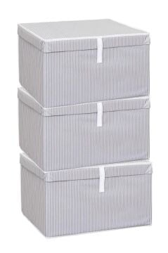 Maxi Kutu Hurç, Çarşaf Yastık Kıyafet Dolap İçi Düzenleyici Mukavva Destekli (50x40cm) 3 Adet Gri