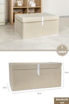 Mega Kutu Hurç, Yastık Çarşaf Kıyafet Dolap İçi Düzenleyici Mukavva Destekli (60x40cm) 1 Adet Kahve