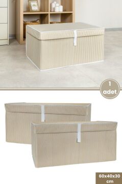 Mega Kutu Hurç, Yastık Çarşaf Kıyafet Dolap İçi Düzenleyici Mukavva Destekli (60x40cm) 2 Adet Kahve