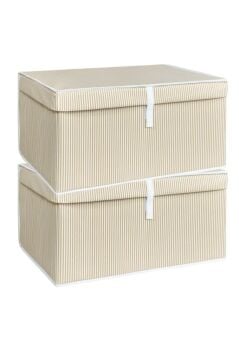 Mega Kutu Hurç, Yastık Çarşaf Kıyafet Dolap İçi Düzenleyici Mukavva Destekli (60x40cm) 2 Adet Kahve