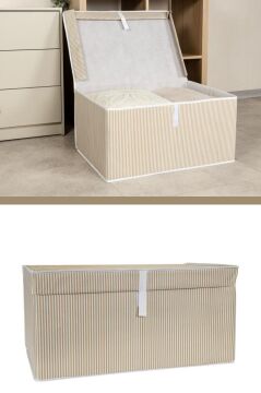 Mega Kutu Hurç, Yastık Çarşaf Kıyafet Dolap İçi Düzenleyici Mukavva Destekli (60x40cm) 3 Adet Kahve