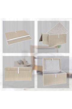 Mega Kutu Hurç, Yastık Çarşaf Kıyafet Dolap İçi Düzenleyici Mukavva Destekli (60x40cm) 3 Adet Kahve