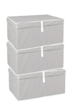 Mega Kutu Hurç, Yastık Çarşaf Kıyafet Dolap İçi Düzenleyici Mukavva Destekli (60x40cm) 3 Adet Gri