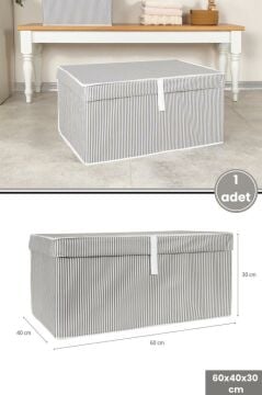 Mega Kutu Hurç, Yastık Çarşaf Kıyafet Dolap İçi Düzenleyici Mukavva Destekli (60x40cm) 1 Adet Gri