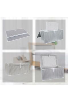 Mega Kutu Hurç, Yastık Çarşaf Kıyafet Dolap İçi Düzenleyici Mukavva Destekli (60x40cm) 1 Adet Gri