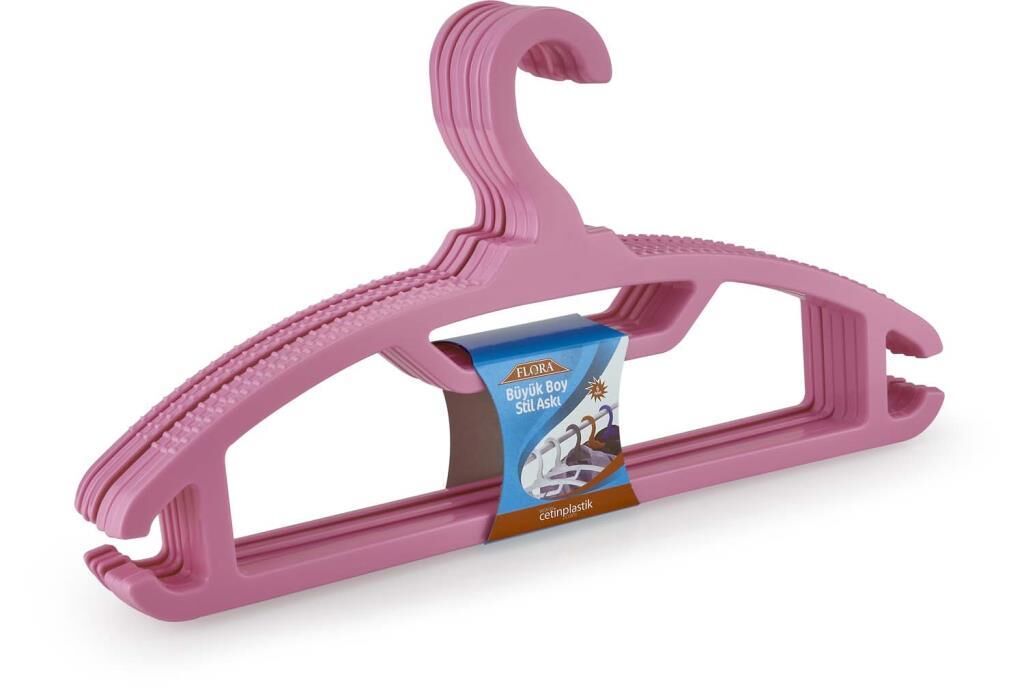 FLORA BÜYÜK BOY STİL ELBİSE ASKISI 6'LI F168 Pembe