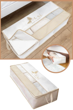 Pencereli Üç Bölmeli Baza Hurç, Yatak Baza Altı Dolap İçi Düzenleyici Saklama (32x70x20cm) 1 Adet