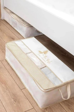 Pencereli Üç Bölmeli Baza Hurç, Yatak Baza Altı Dolap İçi Düzenleyici Saklama (32x70x20cm) 1 Adet