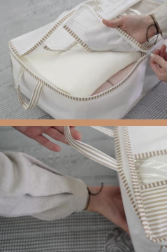 Pencereli Üç Bölmeli Baza Hurç, Yatak Baza Altı Dolap İçi Düzenleyici Saklama (32x70x20cm) 1 Adet