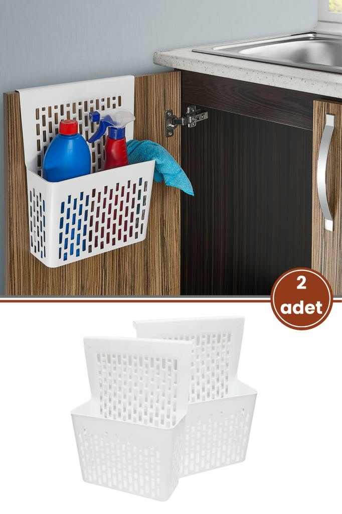2 Adet Dolap İçi Asılabilir Düzenleyici, Mutfak Banyo Dolap Kapağı Sepet Poşetlik Askılık Organizer