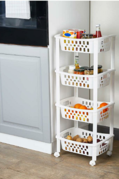 Flosoft 4 Katlı Patates ve Soğanlık, Katlı Sebzelik Meyvelik Mutfak Banyo Balkon Düzenleyici Raf