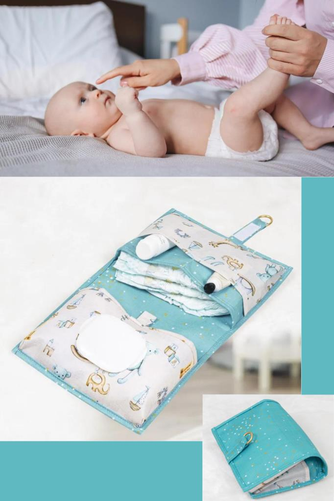 Onikiden Bebek Alt Bakım Çantası, Baby Alt Açma Değiştirme Katlanır Organizer Mavi