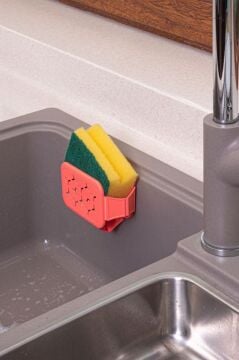 2 Adet Vantuzlu Süngermatik Bulaşık Süngerliği, Bulaşık Süngeri ve Sünger Askısı Sıkacağı Tutacağı