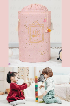 Onikiden Bebek Odası Oyuncak Sepeti, Yuvarlak Torbalı Çocuk Oyuncak & Kirli Çamaşır Sepeti