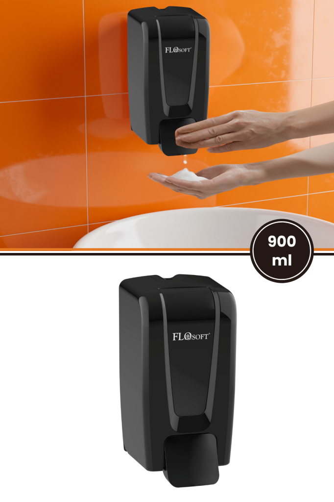 Manuel Gagalı Köpük Sabun Dispenseri F246, Duvara Monte Hijyenik Köpük Sabunluk 900 ml Siyah