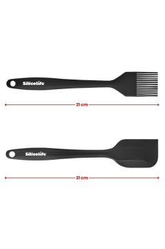 Silicolife Spatula ve Fırça Seti, Isıya Dayanıklı Yanmaz Yapışmaz Silikon Spatula ve Yumurta Fırçası 2’li Set