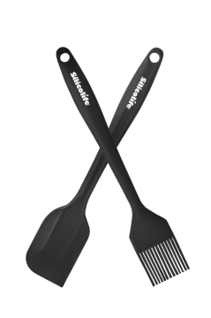 Silicolife Spatula ve Fırça Seti, Isıya Dayanıklı Yanmaz Yapışmaz Silikon Spatula ve Yumurta Fırçası 2’li Set