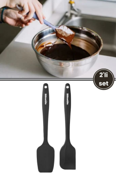 Silicolife Büyük Spatula Seti, Isıya Dayanıklı Yanmaz Yapışmaz Silikon Büyük Spatula ve Kaşık Spatula 2’li Set