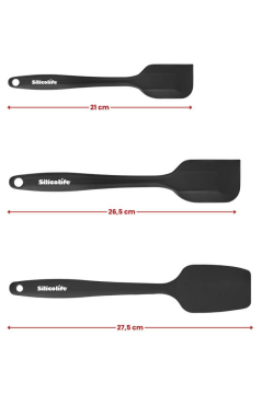 Silicolife 3’lü Spatula Seti, Isıya Dayanıklı Yanmaz Yapışmaz Silikon Küçük Spatula Büyük Spatula Kaşık Spatula