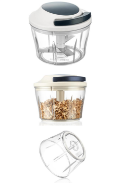 Flora İpli El Rondosu, Paslanmaz Çelik Bıçaklı El Robotu Sebze Meyve Kuruyemiş Doğrayıcı 700 ml Mavi