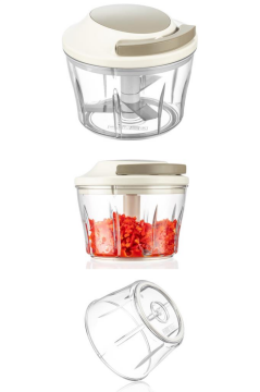 Flora İpli El Rondosu, Paslanmaz Çelik Bıçaklı El Robotu Sebze Meyve Kuruyemiş Doğrayıcı 700 ml Kahve