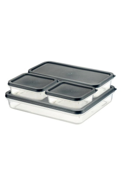 Flora 4’lü Dondurucu Saklama Kabı Seti, Buzdolabı Difriz Erzak Gıda Düzenleyici Set (2600,1200,500,500ml) Mavi