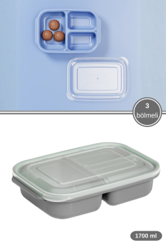 Üç Bölmeli Saklama Kabı 1700ml, Taşınabilir Kahvaltılık Öğün Diyet Beslenme Kutusu (850+425+425ml)