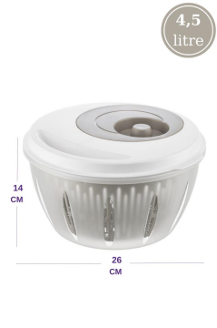 Flora Pratik Salata ve Sebze Kurutucu 4,5 Litre, Meyve Sebze Marul Yeşillik Yıkama Kurutma Kabı Kahve