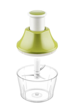 Flosoft Paslanmaz Çelik Bıçak Manuel Doğrayıcı Rondo, 3 Bıçaklı Üstten Basmalı El Robotu 700 ml Yeşil
