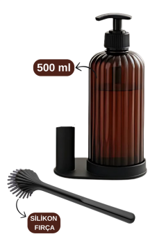 Mutfak Banyo 2’li Temizlik Seti, Sıvı Sabunluk Deterjanlık 500ml + Silikon Uçlu Bulaşık Fırçası Seti