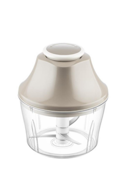 Flosoft Paslanmaz Çelik Bıçak Manuel Doğrayıcı Rondo, 3 Bıçaklı Üstten Basmalı El Robotu 700 ml Kahve