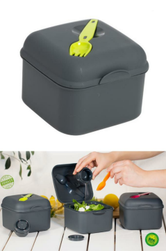 Flosoft Çatal ve Sosluklu Salata Kabı, Diyet Vejetaryen Saklama Kabı