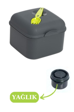 Flosoft Çatal ve Sosluklu Salata Kabı, Diyet Vejetaryen Saklama Kabı Yeşil