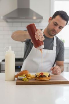 Kapaklı Şeffaf Yağdanlık ve Sosluk 2’li Set, Yağ Sirke Ketçap Mayonez Çikolata Şişesi 700 ml 2 Adet