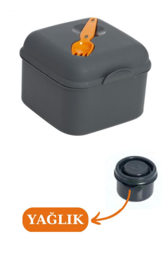 Flosoft Çatal ve Sosluklu Salata Kabı, Diyet Vejetaryen Saklama Kabı Turuncu