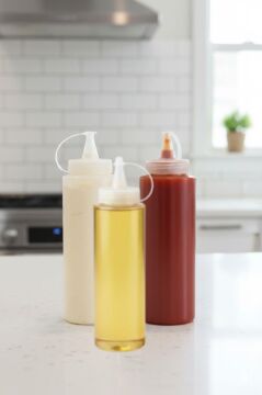 Kapaklı Sızdırmaz Şeffaf Yağdanlık ve Sosluk 3’lü Set, Yağ Ketçap Mayonez Şişesi 700 ml 3 Adet