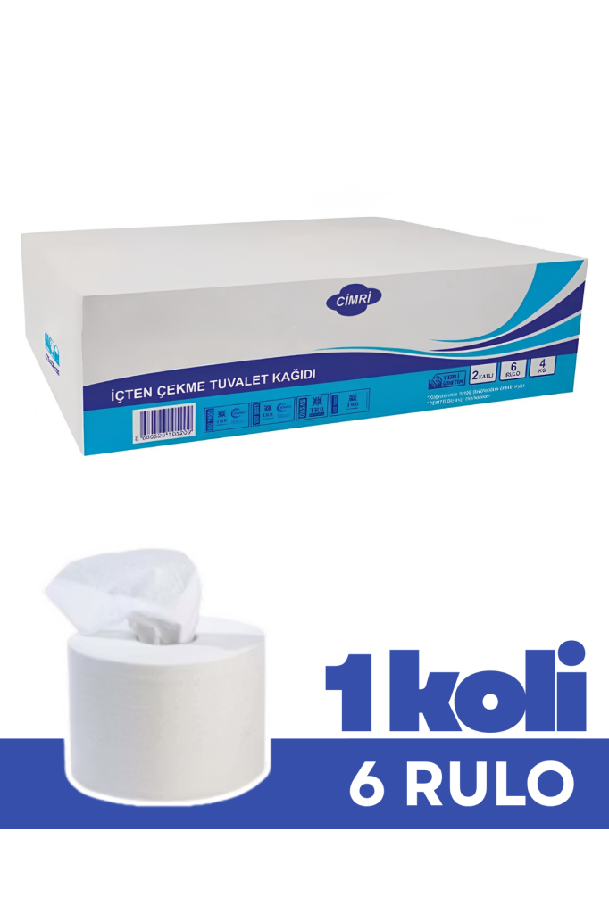 Flosoft Torte İçten Çekmeli Cimri Tuvalet Kağıdı 6’lı Rulo, 2 Katlı Sıkışma Yapmaz Tuvalet Kağıdı 4 Kg 1 Koli