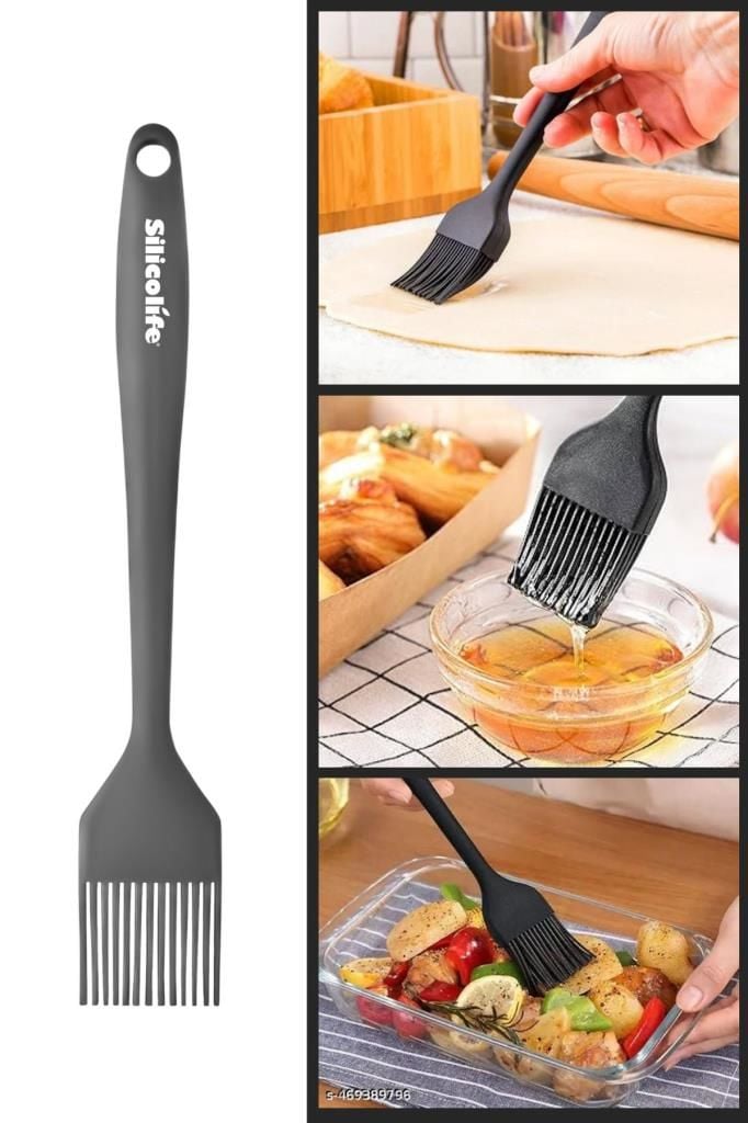 Silicolife Yumurta Fırçası, Isıya Dayanıklı Yanmaz Yapışmaz Tek Parça Silikon Fırça 21cm Antrasit