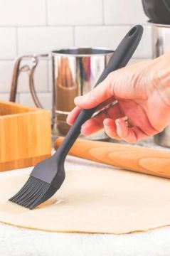 Silicolife Yumurta Fırçası, Isıya Dayanıklı Yanmaz Yapışmaz Tek Parça Silikon Fırça 21cm Antrasit