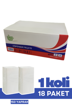 Flosoft Torte Dispenser Peçete 150 Yaprak 18’li Paket, Yüksek Emiş Güçlü Kafe Restoran Peçetesi 1 Koli