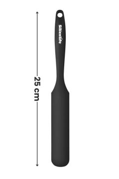 Silicolife Pasta Sıvama Spatulası, Silikon Çikolata Krema Reçel Sıyırma Sıvama Bıçağı Spatulası 25cm Siyah