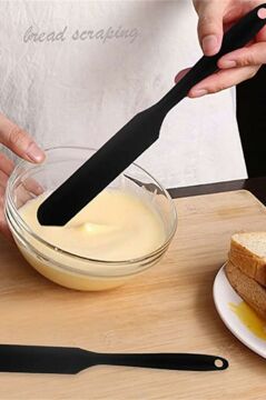 Silicolife Pasta Sıvama Spatulası, Silikon Çikolata Krema Reçel Sıyırma Sıvama Bıçağı Spatulası 25cm Siyah