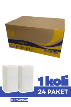 Flosoft Torte Mini Dispenser Peçete 150 Yaprak 24’lü Paket, 2 Katlı 10x20.5 cm Peçete 1 Koli